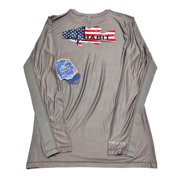 Habit Men Size S Grey Long Sleeve Performance Tee UPF 40+ UV Protection Shirt - Picture 1 of 10